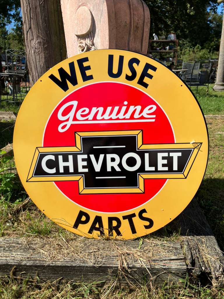 Vintage-Style "We Use Genuine Chevrolet Parts" Steel Sign 30"