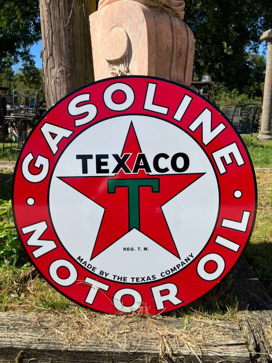 30-Inch Diameter Vintage Texaco Motor Oil Gasoline Steel Sign