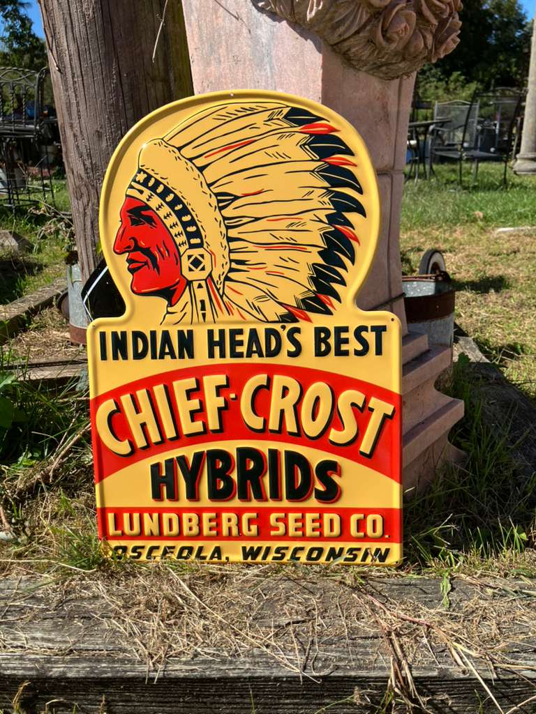 Vintage-Style Lundberg Seed Co. Chief-Crost Hybrids sign