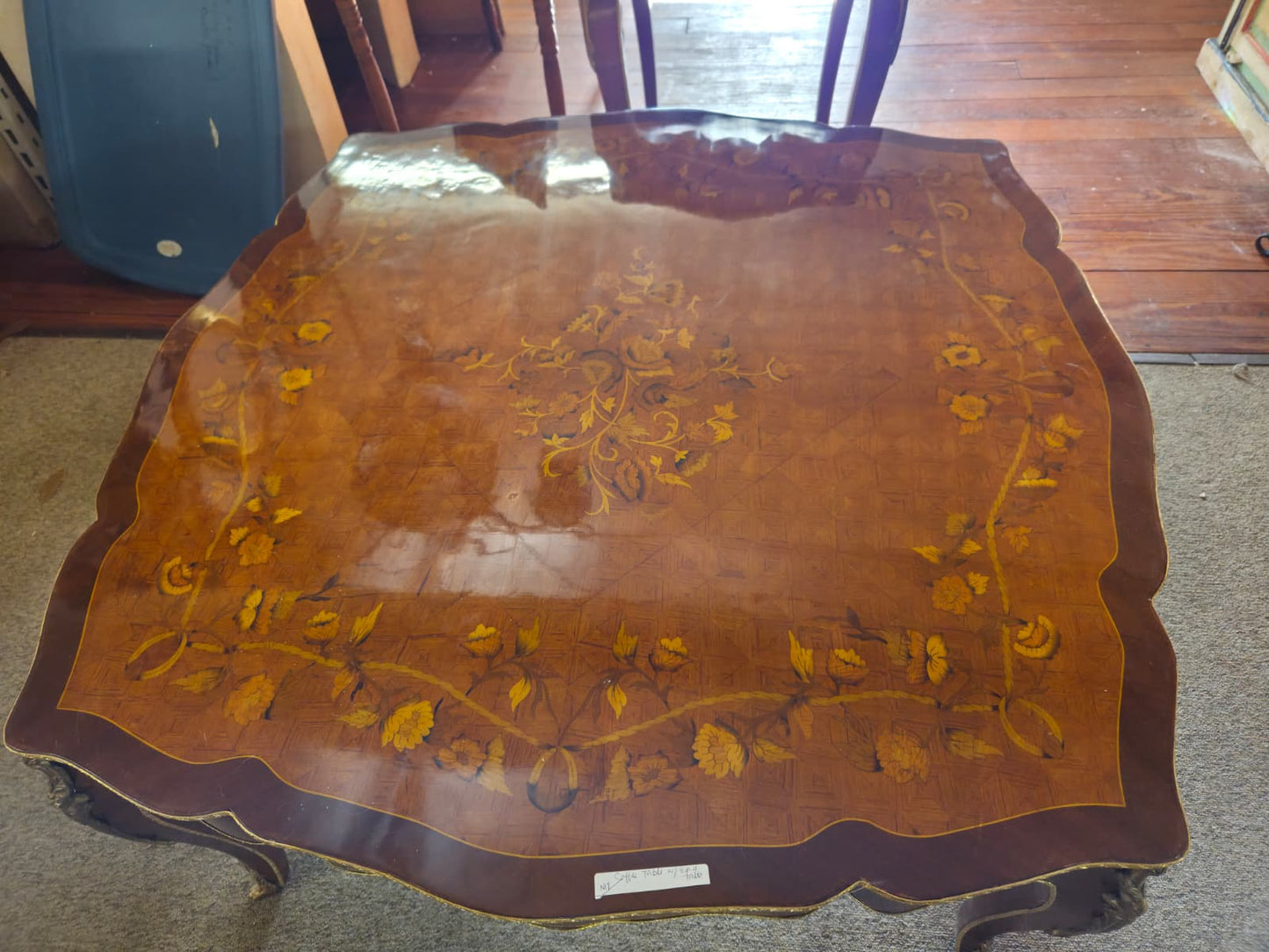 Louis XV Style Marquetry Coffee Table and 2 end tables