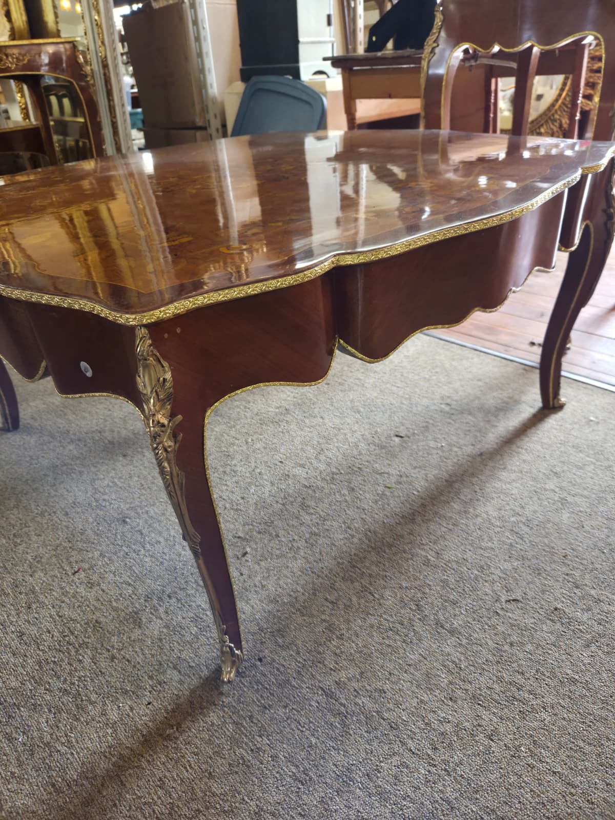 Louis XV Style Marquetry Coffee Table and 2 end tables