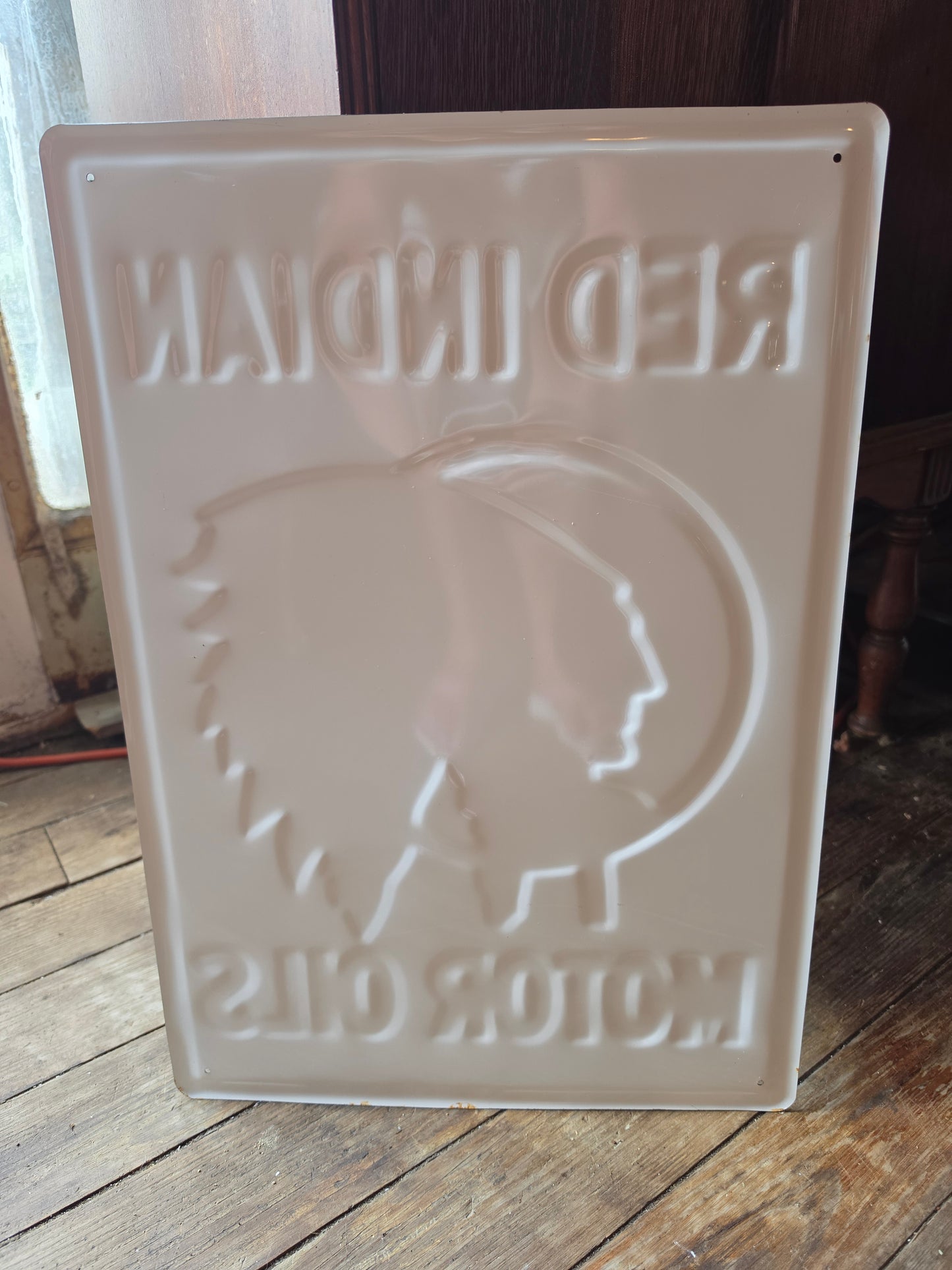 Red Indian Motor Oil metal sign