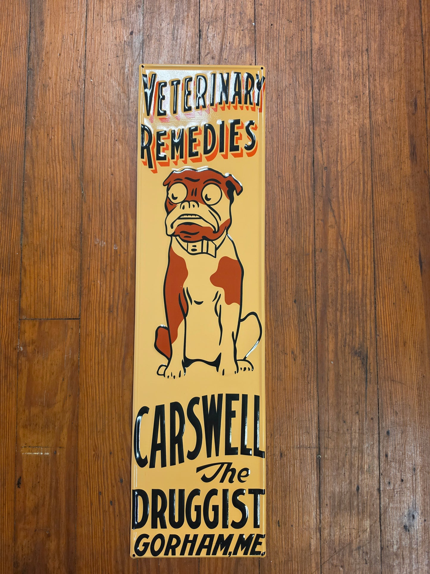 Carswell the Druggist metal sign