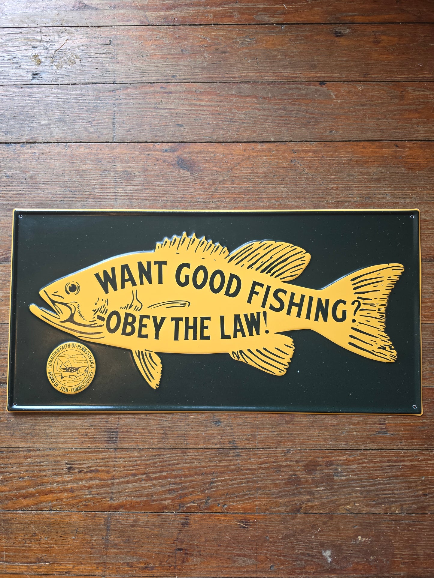 Commonwealth of Pennsylvania Board of Fish Commissioners metal sign