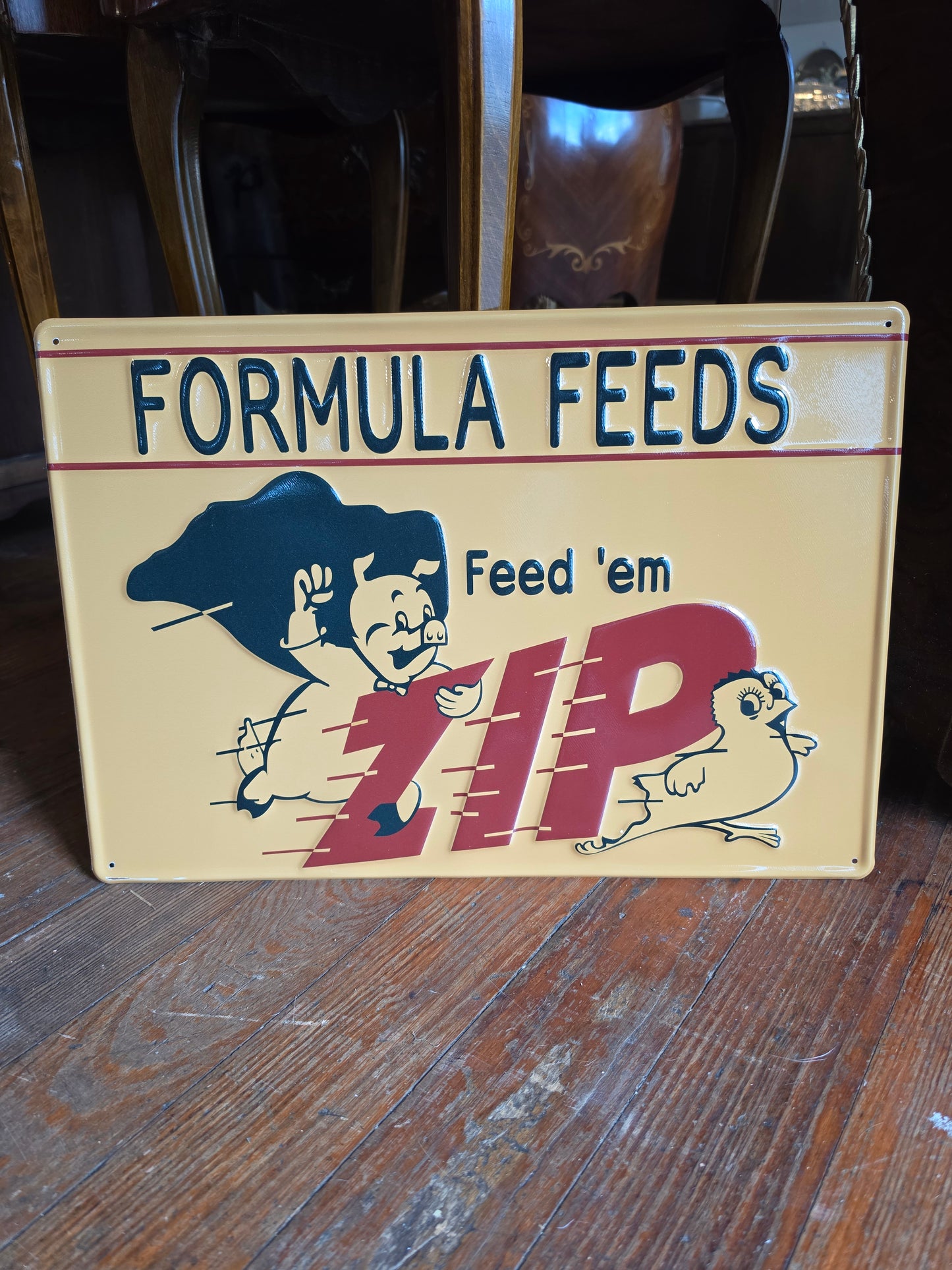Formula Feeds metal sign