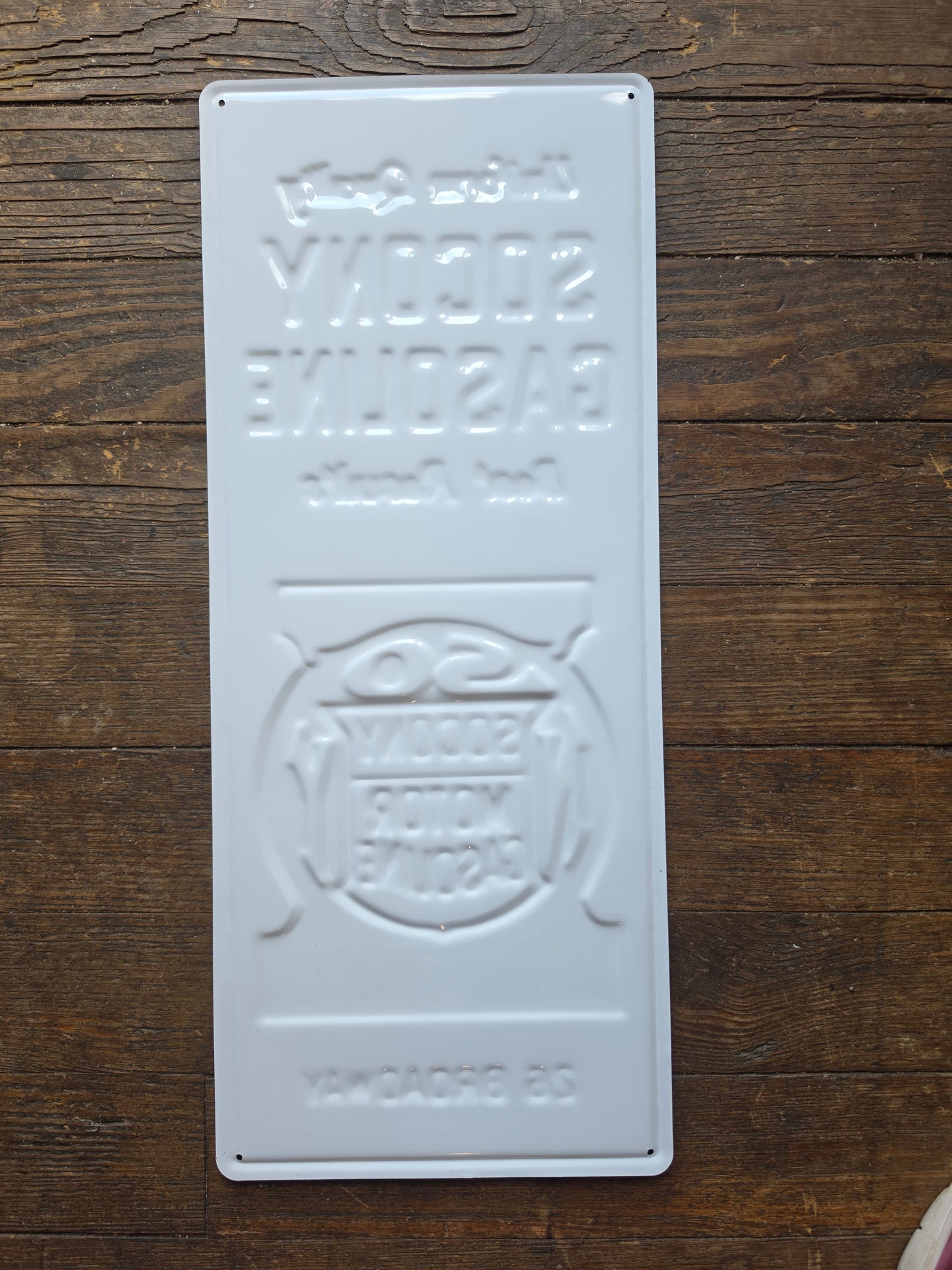 Socony Gasoline metal sign