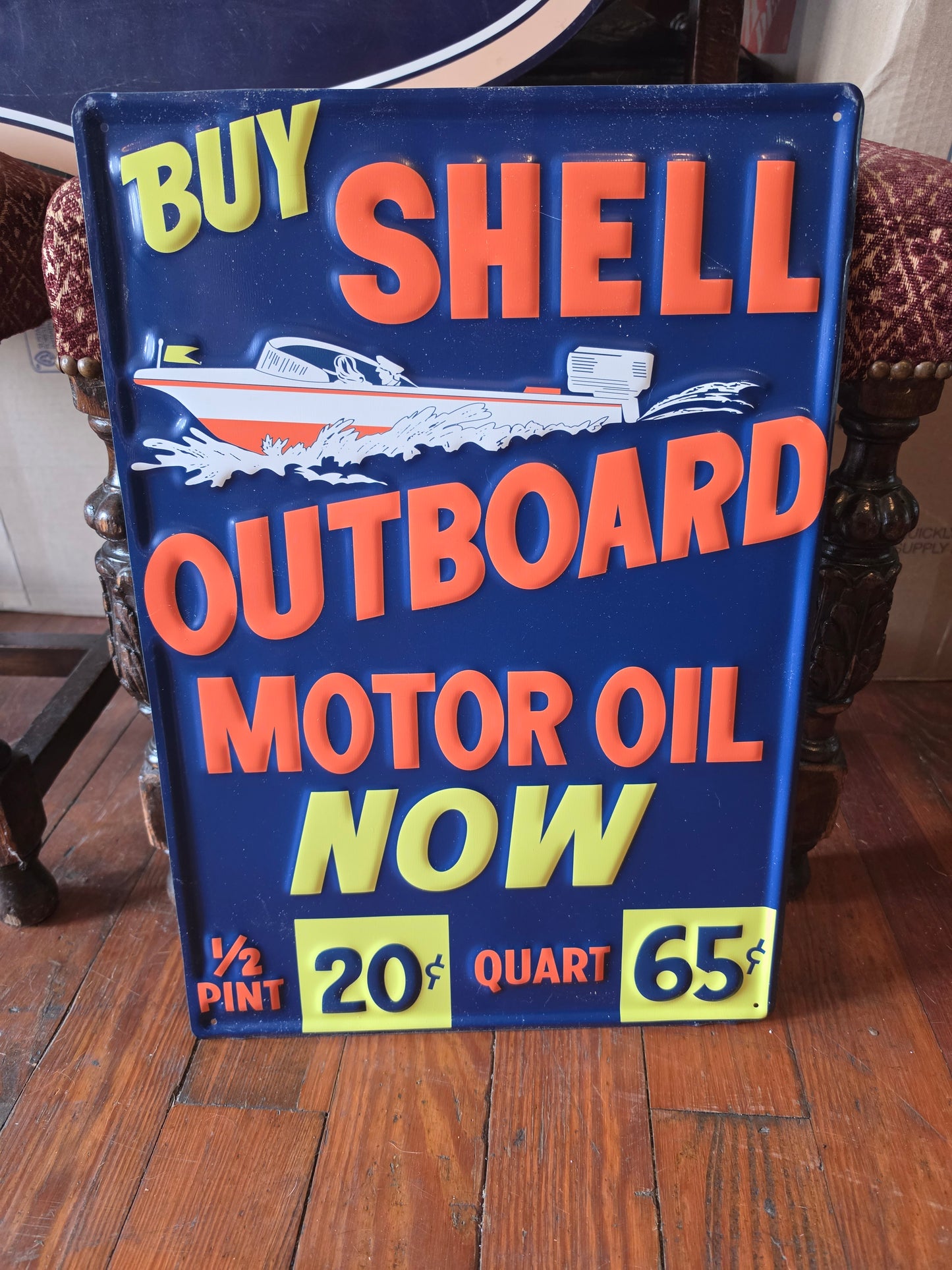 Shell outboard Motor Oil metal sign