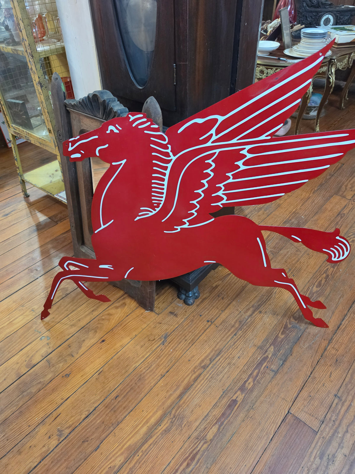 Red Pegasus Metal Sign