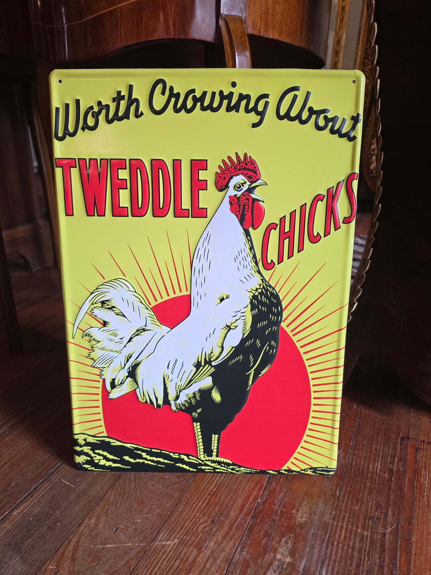 Tweddle Chick's metal sign