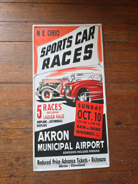 Akron Sports Car Races metal sign