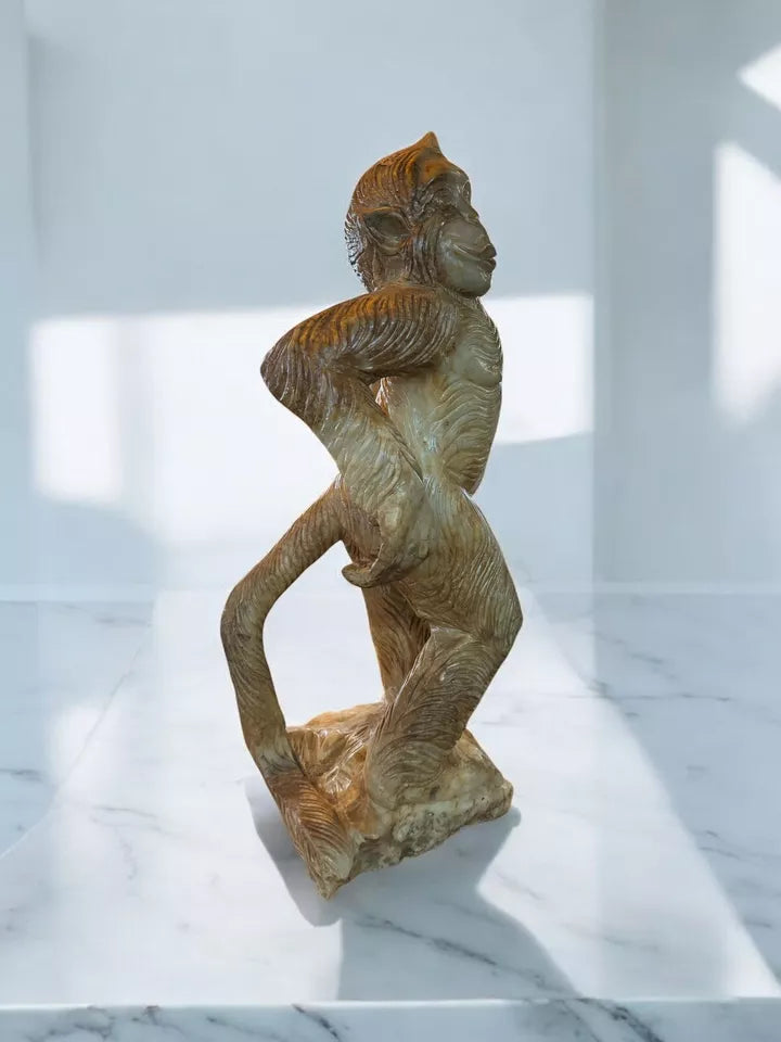 Hand Carved Marble Monkey Statue