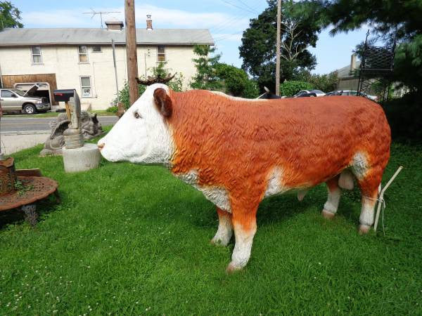 Life Size Bull Polyresin Hereford Bull-Jantiques LLC.