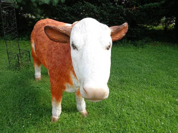 Life Size Bull Polyresin Hereford Bull-Jantiques LLC.