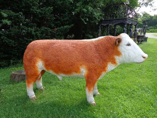 Life Size Bull Polyresin Hereford Bull-Jantiques LLC.