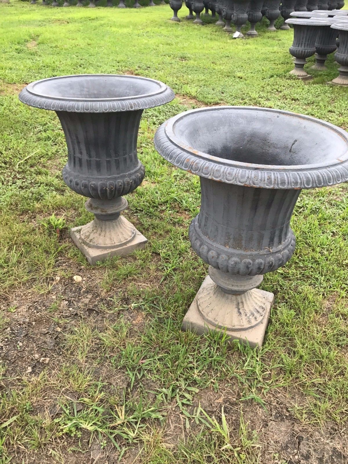 Urns Cast Iron - Pair Urns-Jantiques LLC.