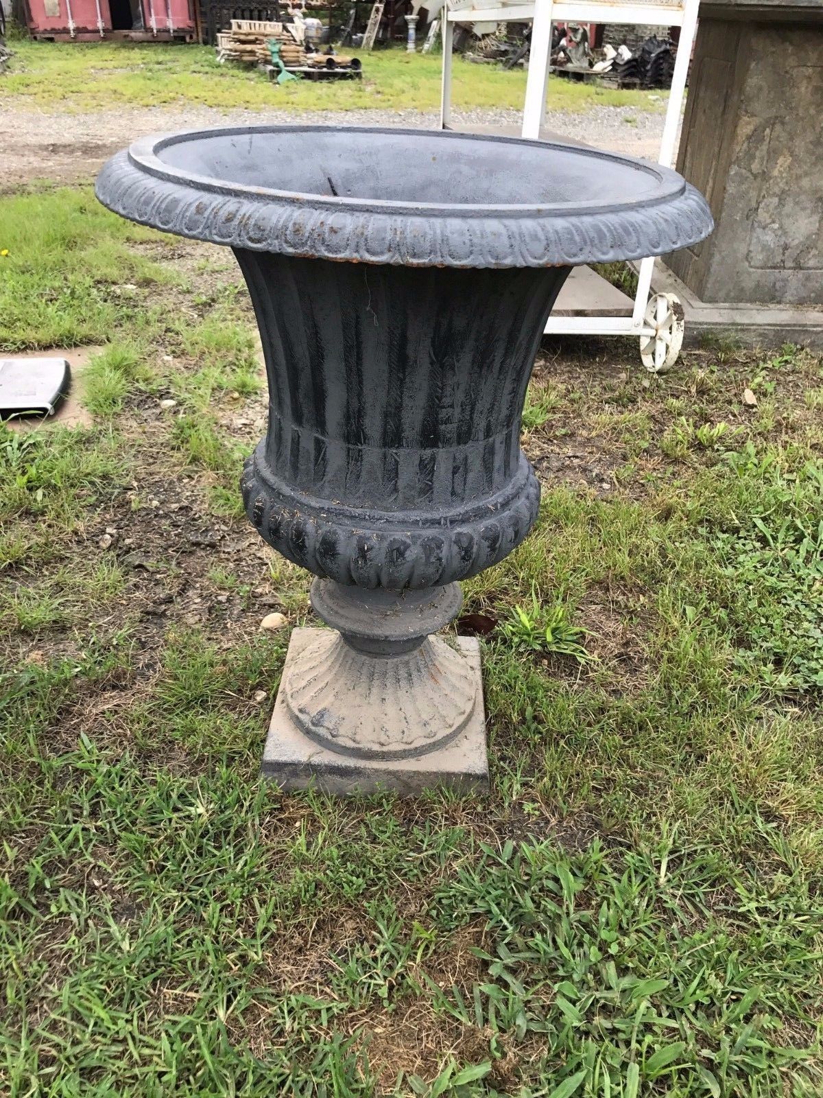 Urns Cast Iron - Pair Urns-Jantiques LLC.