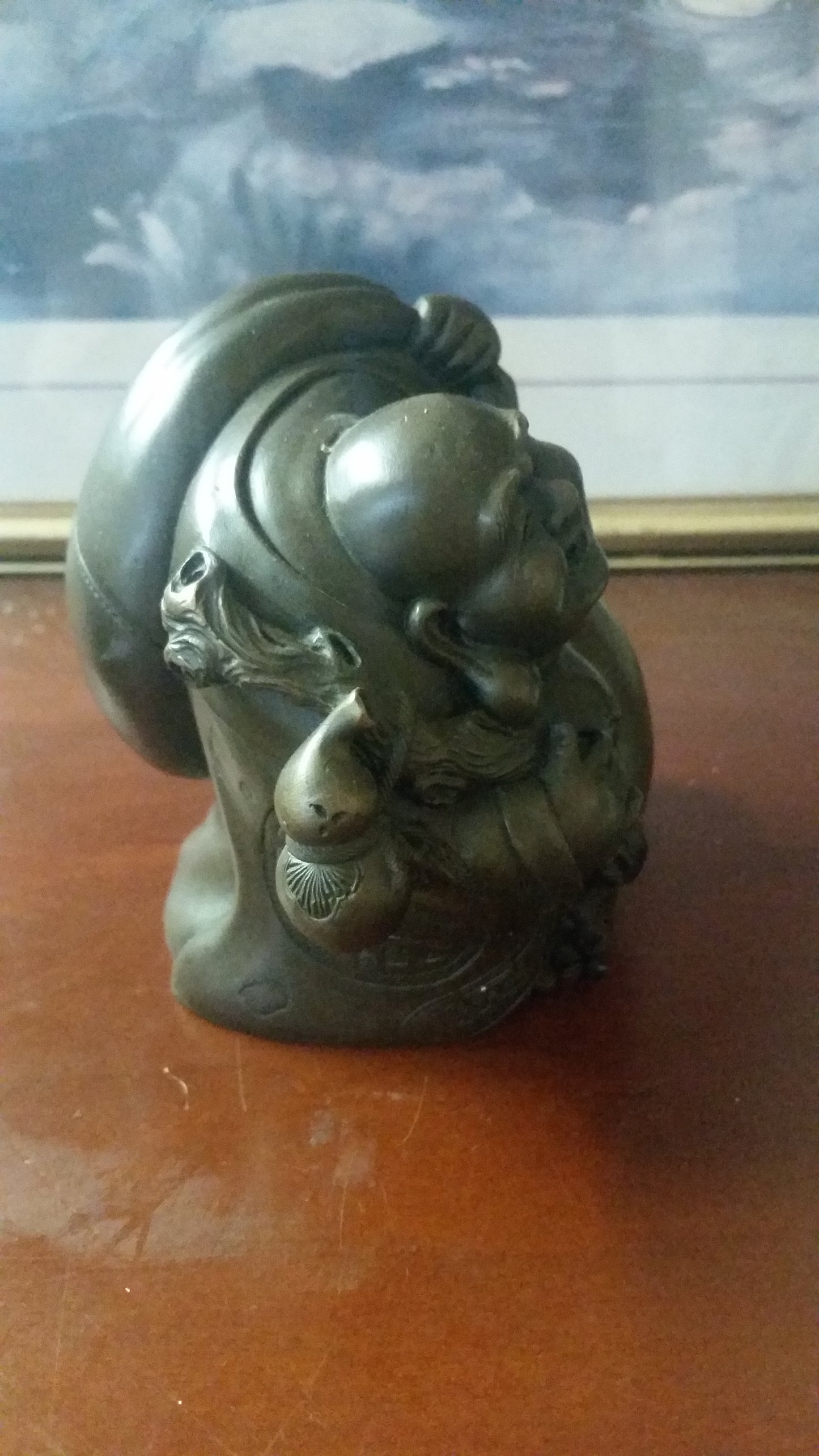 Bronze Figurine - Cheerful Hotei God Of Wealth-Jantiques LLC.