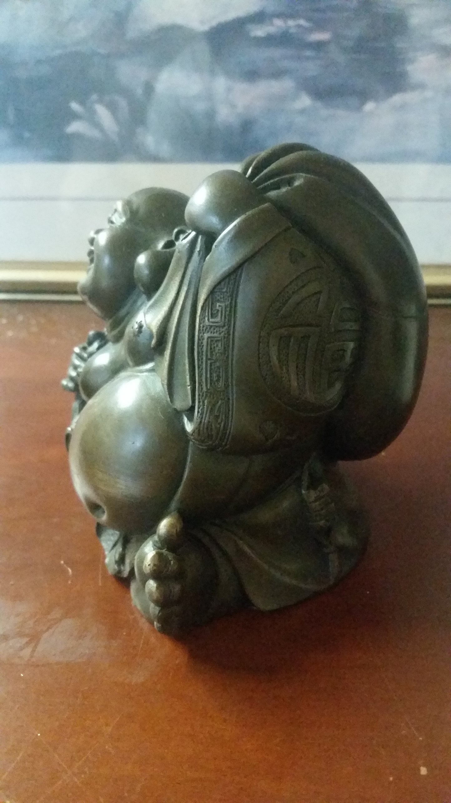 Bronze Figurine - Cheerful Hotei God Of Wealth-Jantiques LLC.