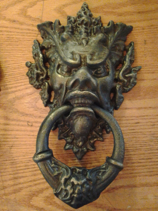 Door Knocker -Cast Iron Heavy Neptune Poseidon Man God-Jantiques LLC.