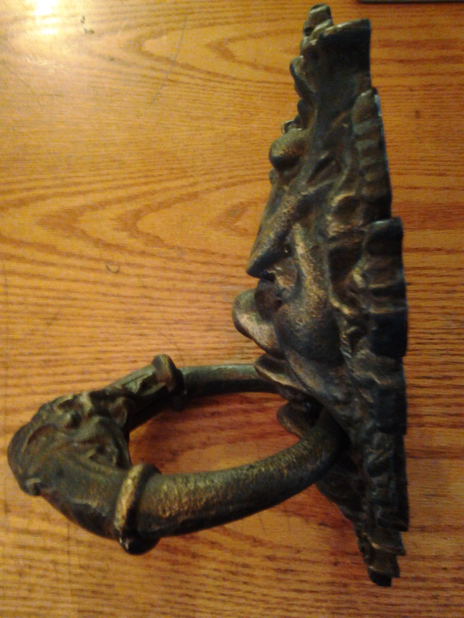 Door Knocker -Cast Iron Heavy Neptune Poseidon Man God-Jantiques LLC.