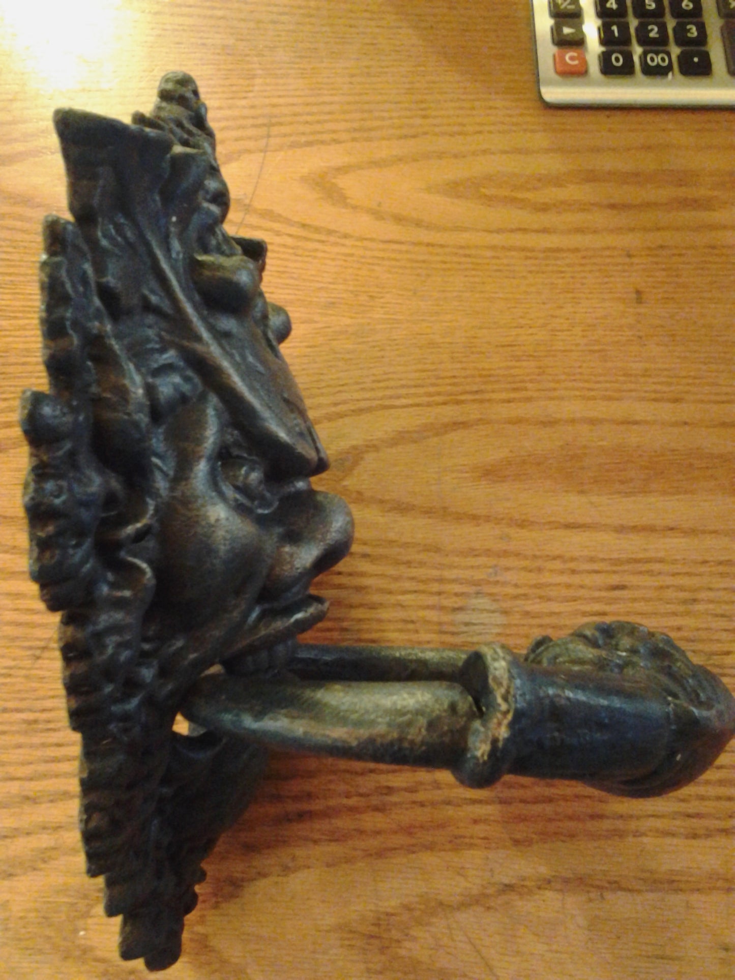 Door Knocker -Cast Iron Heavy Neptune Poseidon Man God-Jantiques LLC.