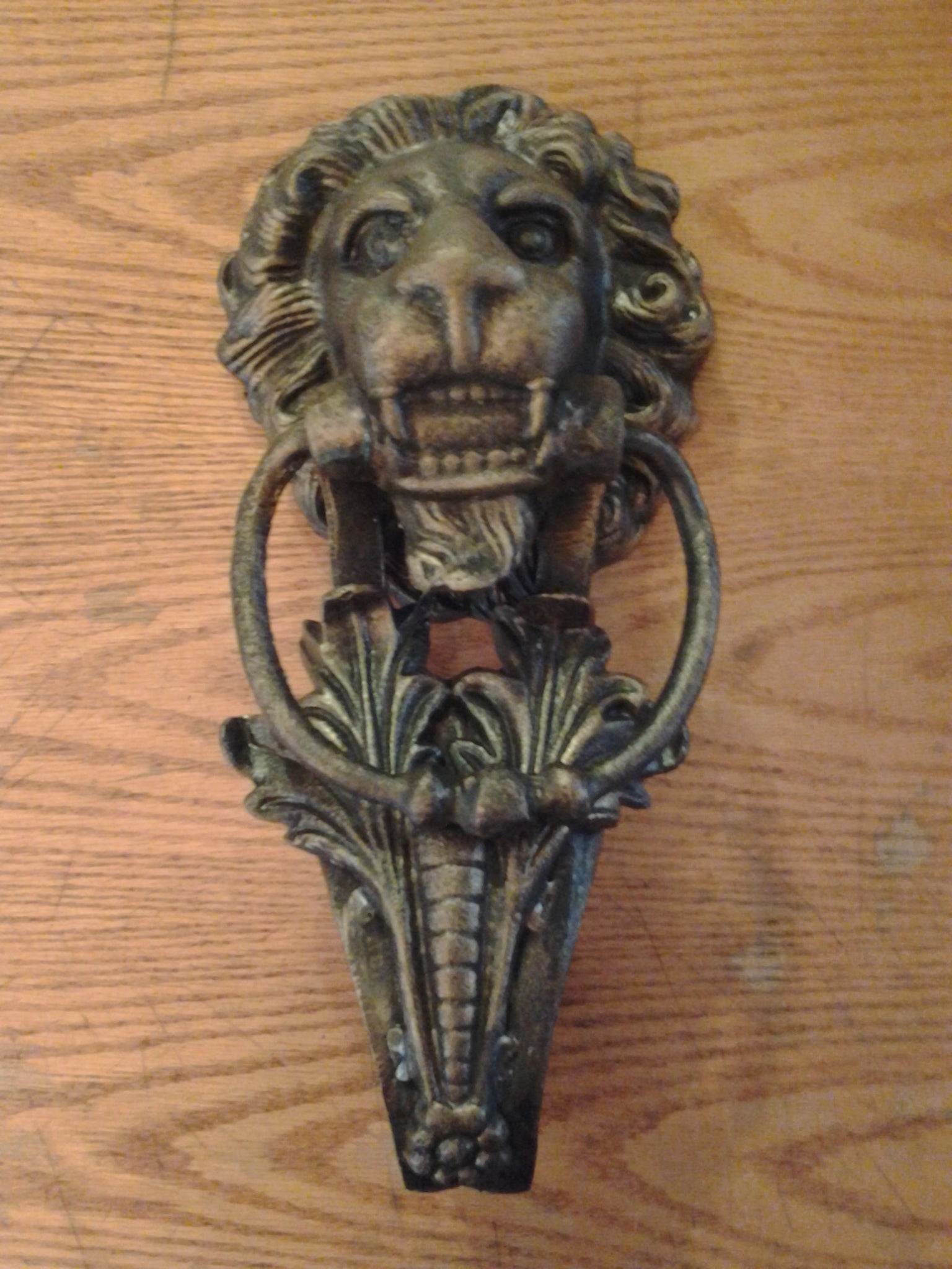 Lion Door Knocker -Cast Iron Gothic Lion Head-Jantiques LLC.