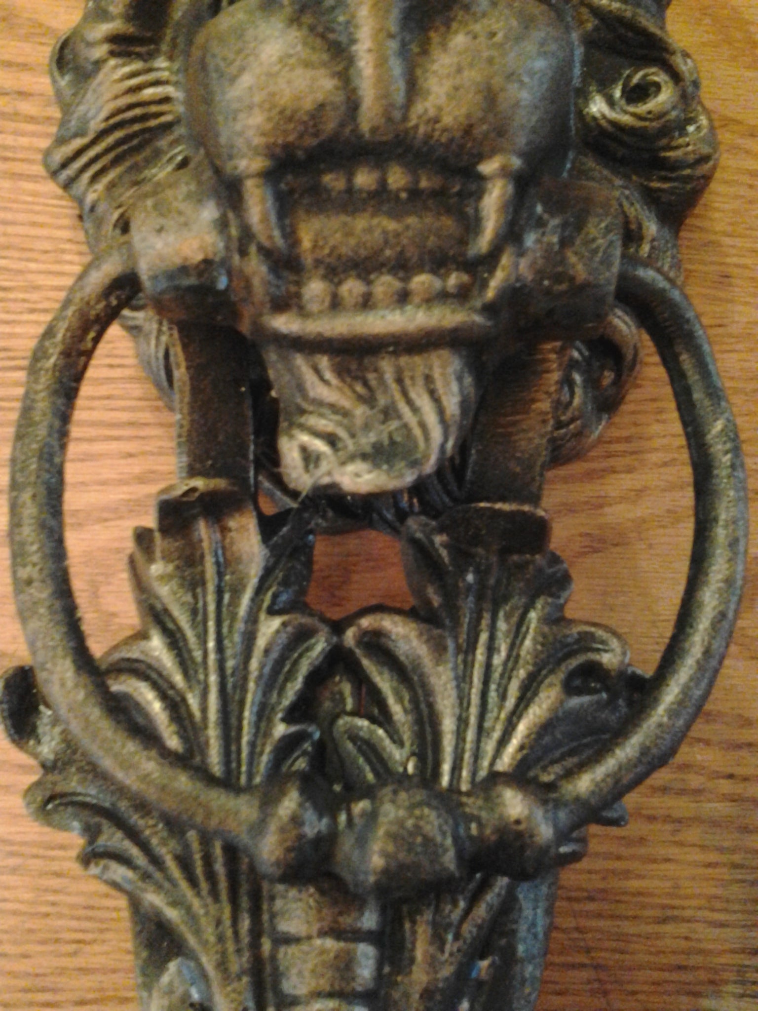 Lion Door Knocker -Cast Iron Gothic Lion Head-Jantiques LLC.