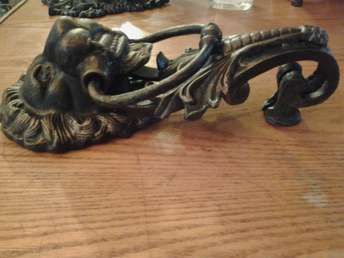 Lion Door Knocker -Cast Iron Gothic Lion Head-Jantiques LLC.