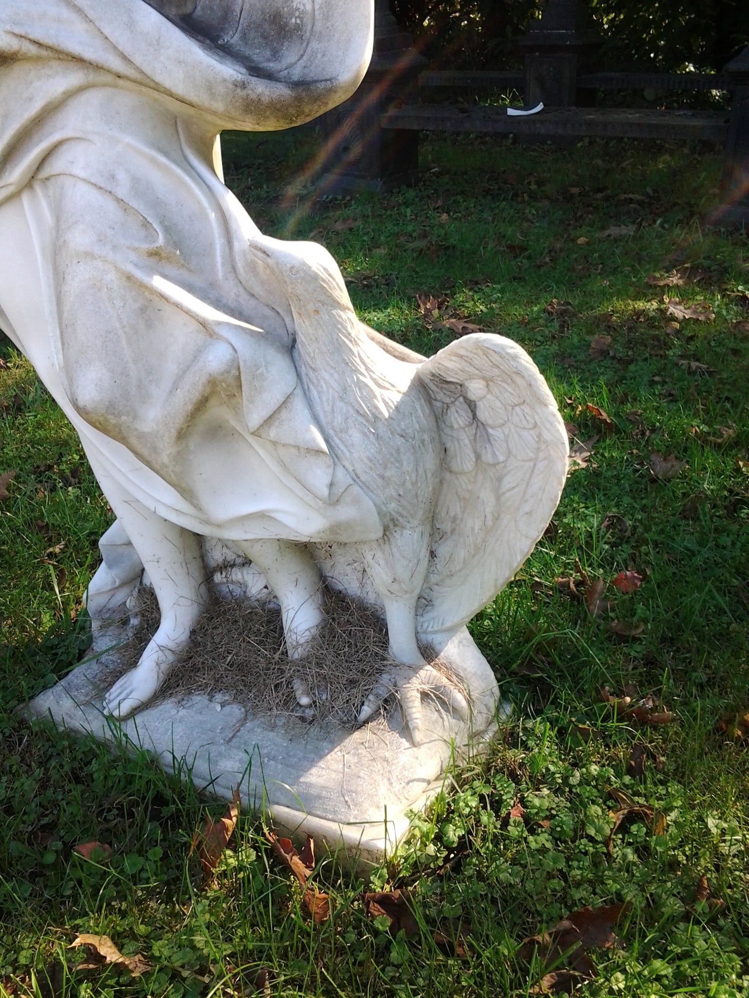 Marble Statue - Lady with An Eagle Statue-Jantiques LLC.