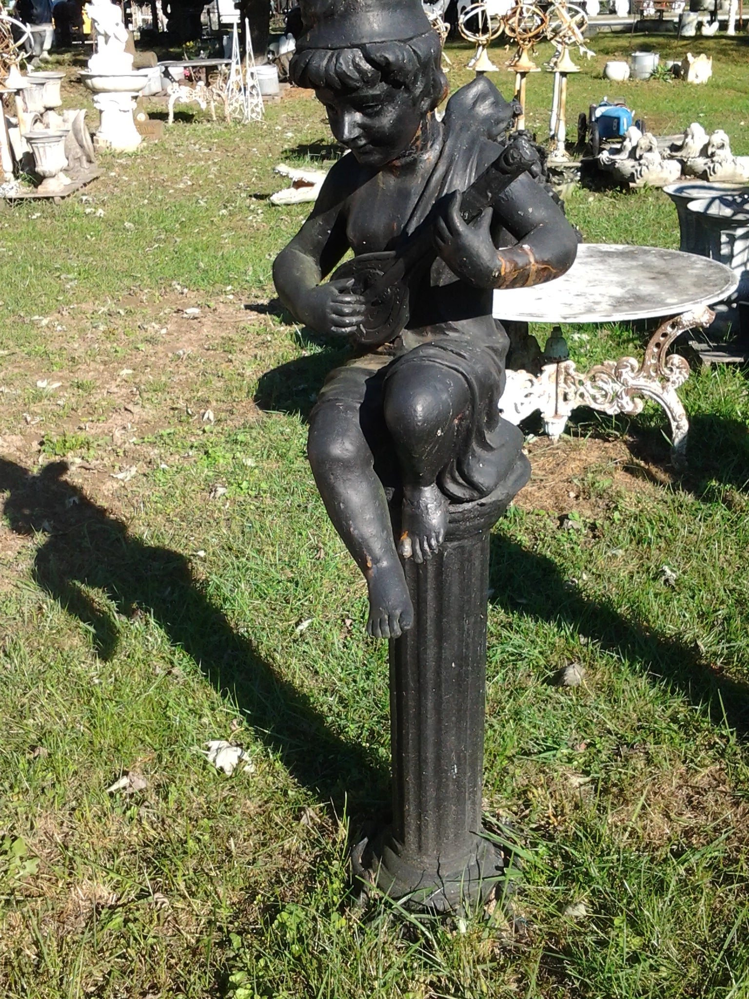 Cast Iron Statue - Pair of Instrumental Child-Jantiques LLC.