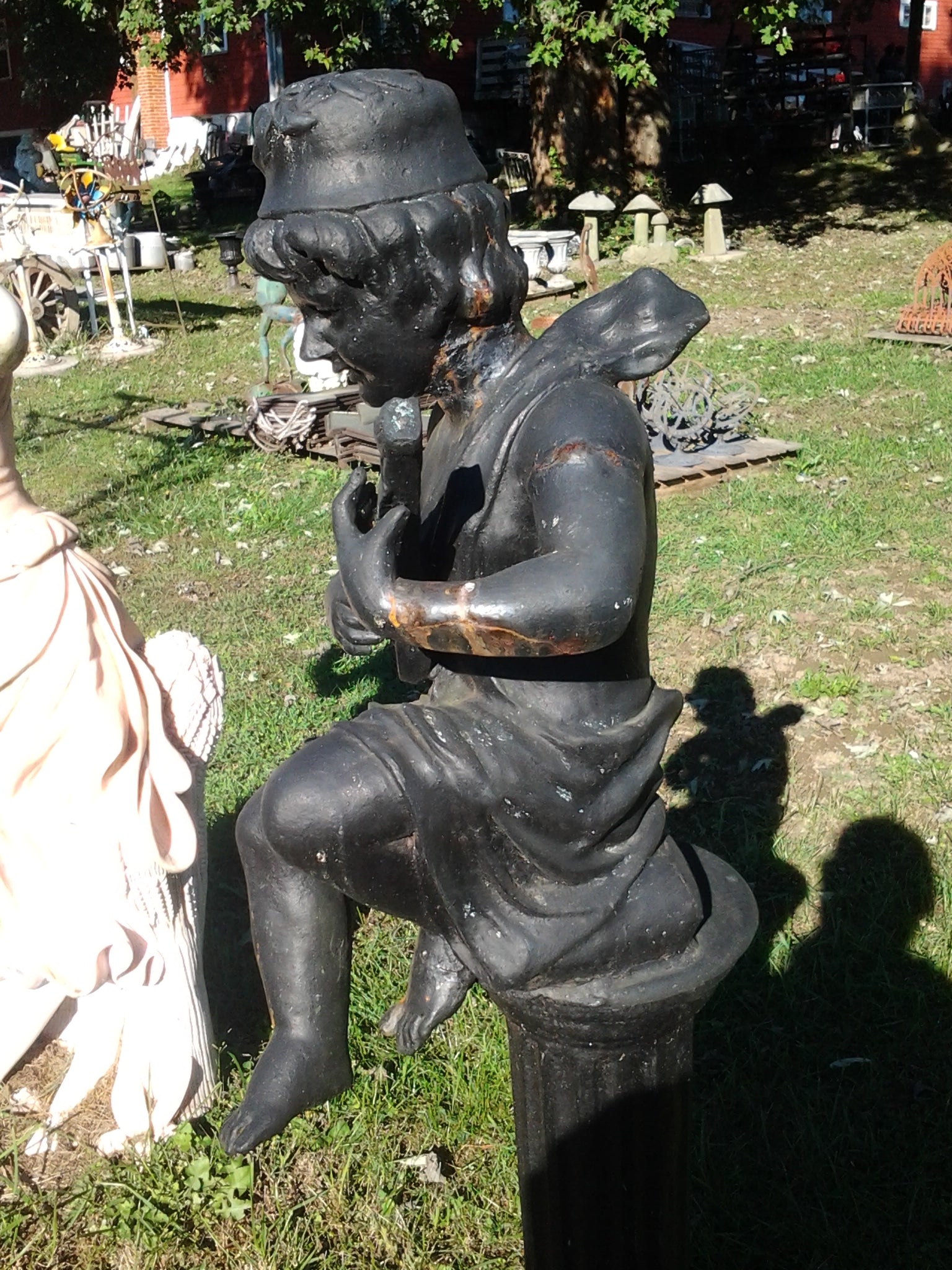 Cast Iron Statue - Pair of Instrumental Child-Jantiques LLC.