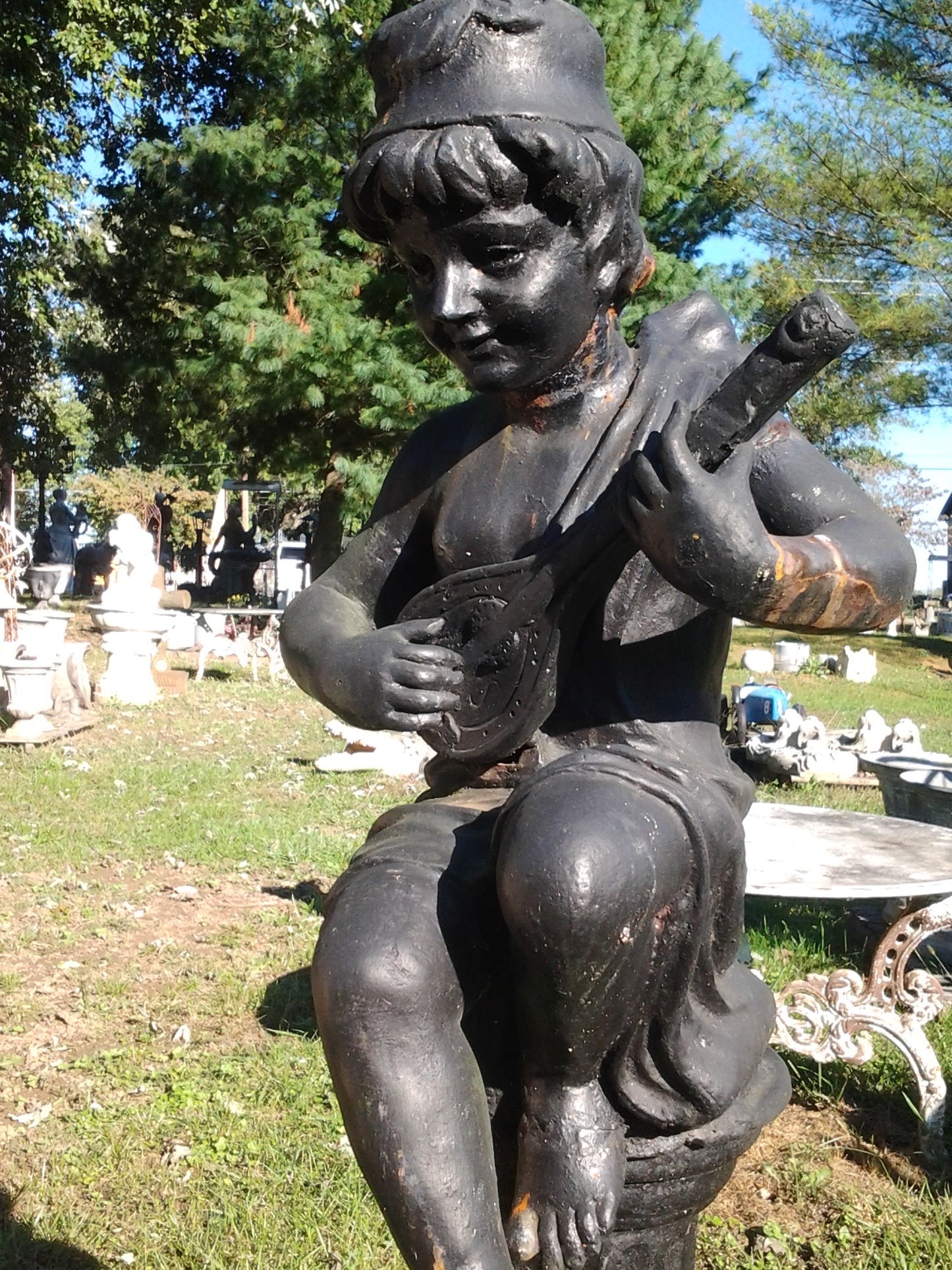 Cast Iron Statue - Pair of Instrumental Child-Jantiques LLC.