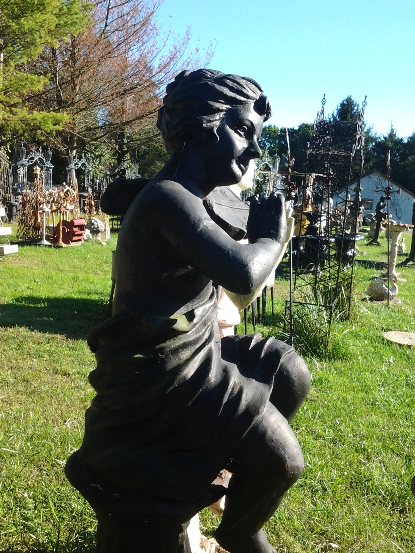 Cast Iron Statue - Pair of Instrumental Child-Jantiques LLC.