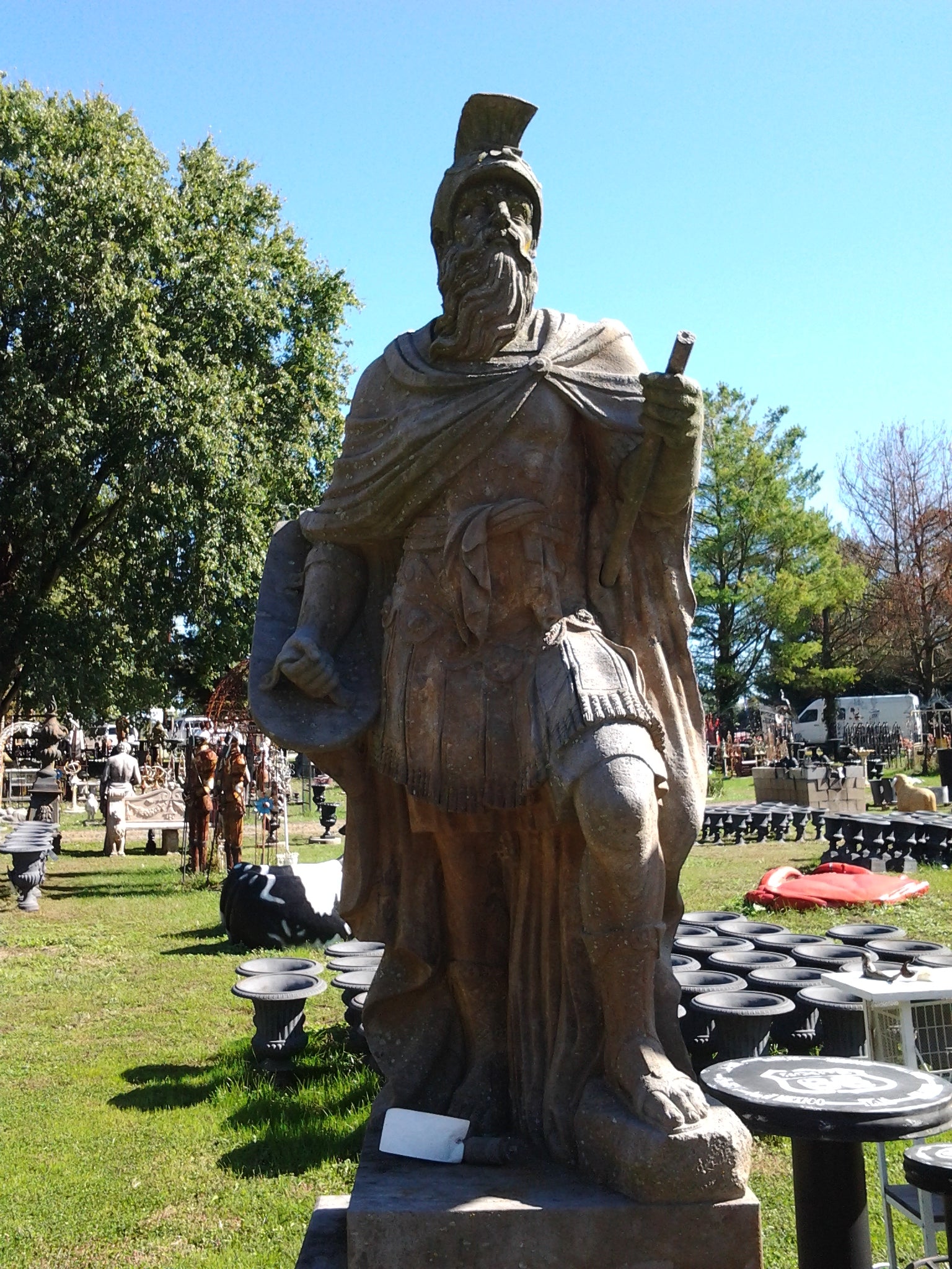 Stone Statue - Pair Life Size Roman Soldier-Jantiques LLC.