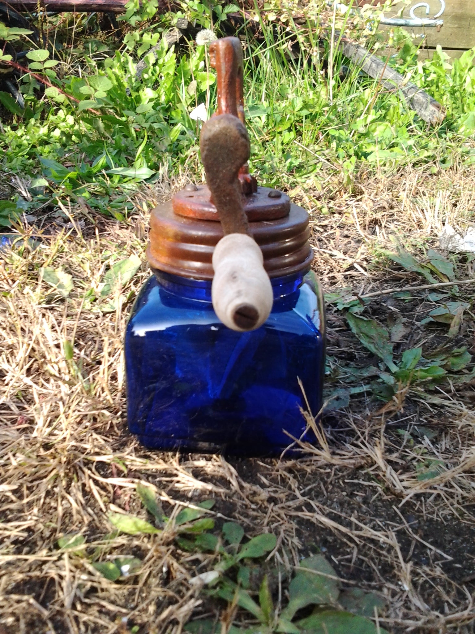 Butter Churn - Dazey Cobalt Blue Butter Churn 5 Piece Set-Jantiques LLC.