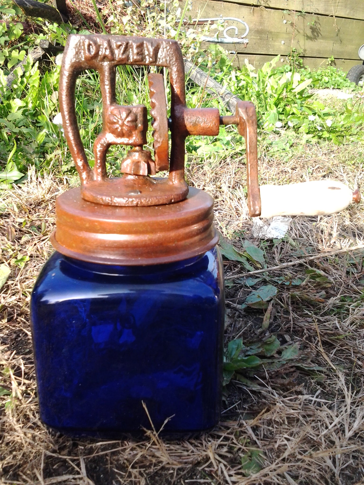 Butter Churn - Dazey Cobalt Blue Butter Churn 5 Piece Set-Jantiques LLC.