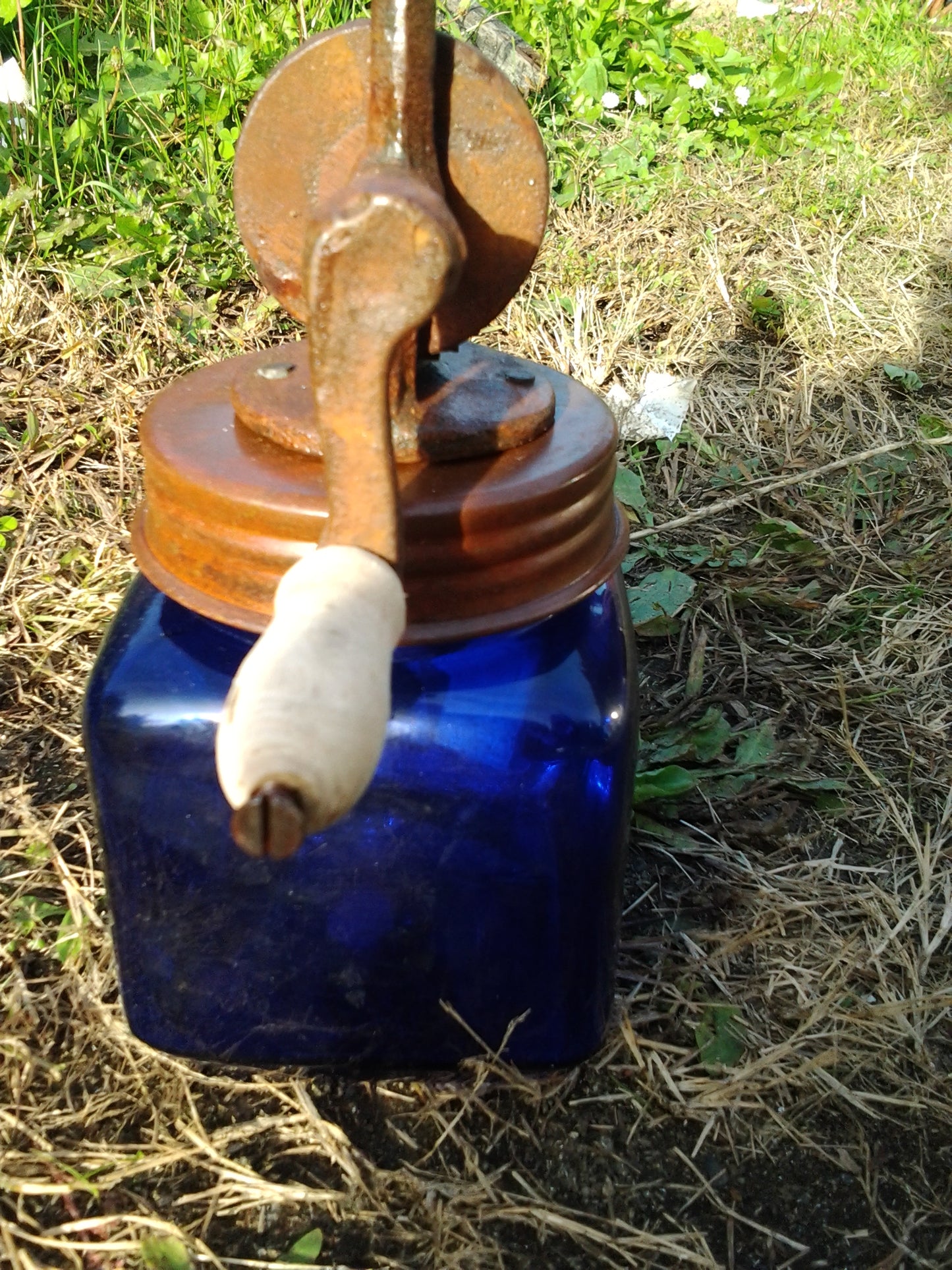 Butter Churn - Dazey Cobalt Blue Butter Churn 5 Piece Set-Jantiques LLC.