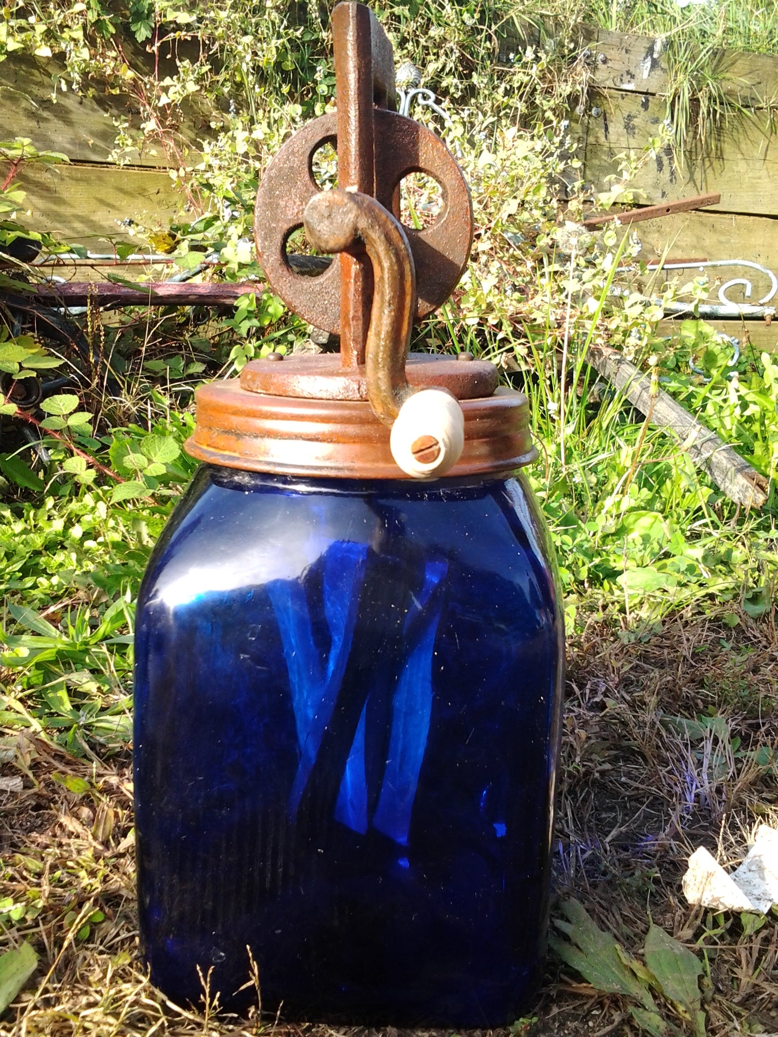 Butter Churn - Dazey Cobalt Blue Butter Churn 5 Piece Set-Jantiques LLC.