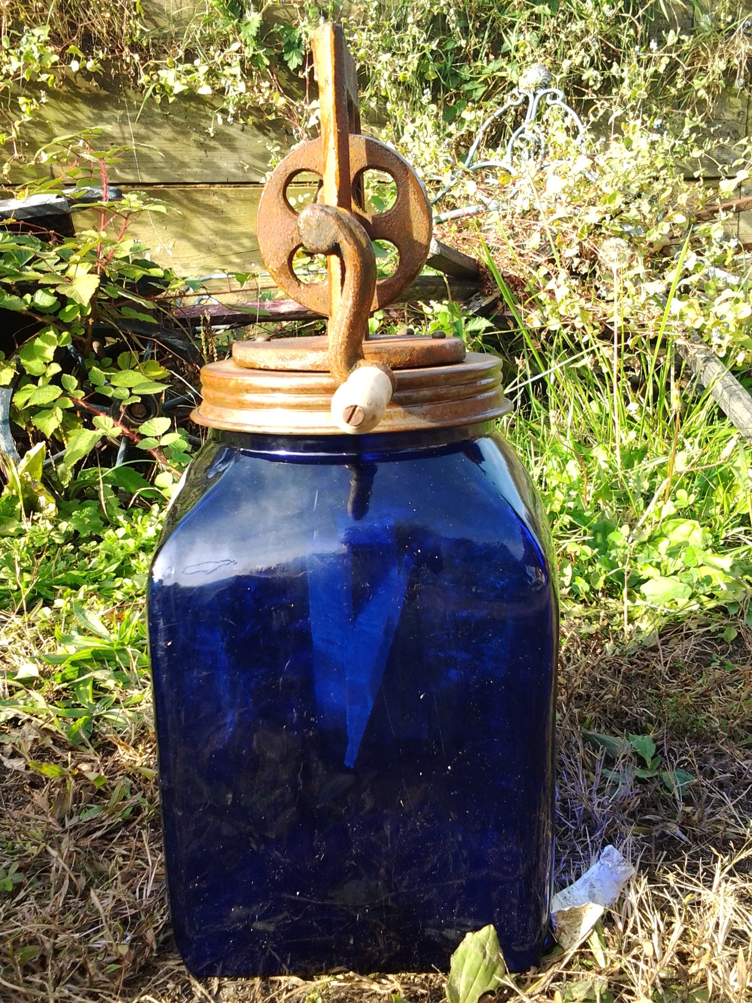 Butter Churn - Dazey Cobalt Blue Butter Churn 5 Piece Set-Jantiques LLC.