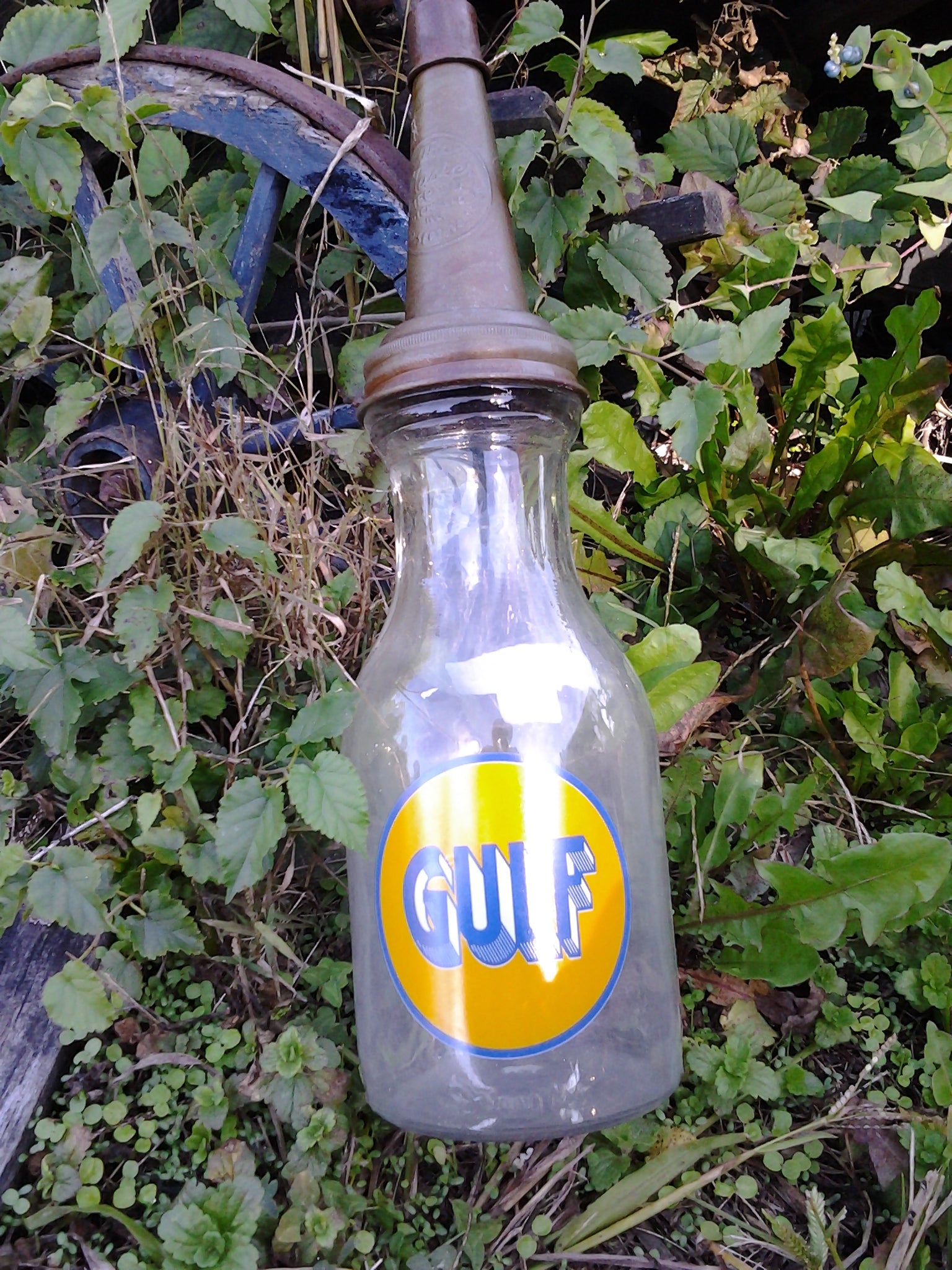 Oil Bottle - Gulf w/ Lid Cap-Jantiques LLC.