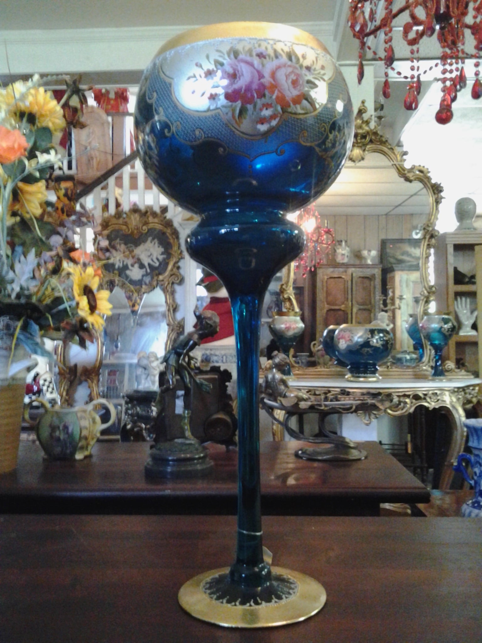 Moser Glass - 3 Piece Set Cobalt Blue w/ Gilded-Jantiques LLC.