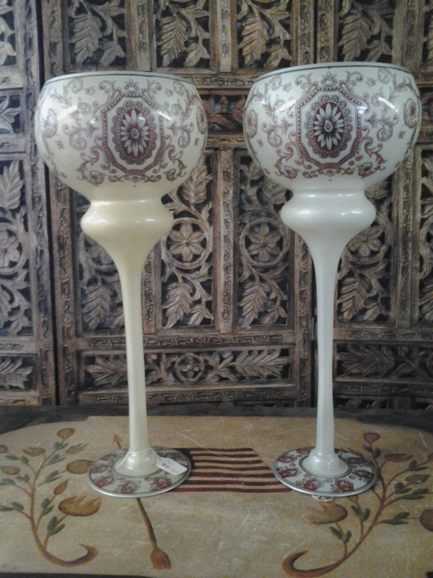 Moser Glass - 3 Piece Set Cream White w/ Gilded-Jantiques LLC.