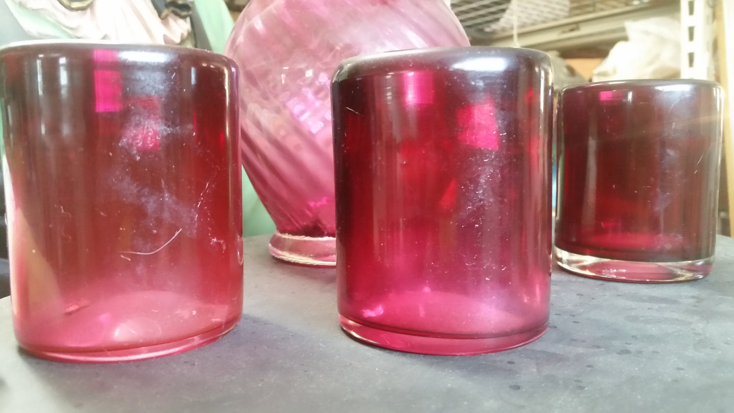 Moser Glass - Cranberry 5 Piece Pitcher Set-Jantiques LLC.