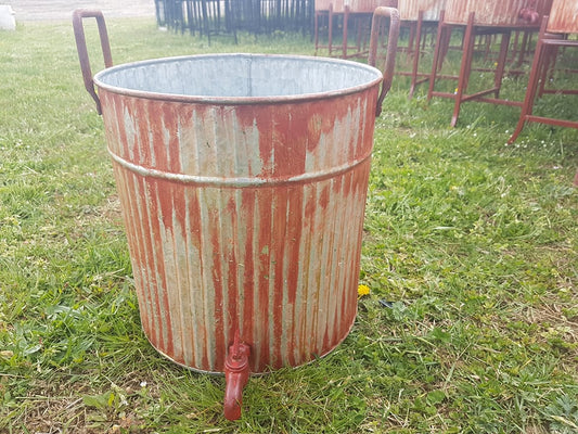 Tin - Galvanized Red Spigots Planter with Stand-Jantiques LLC.