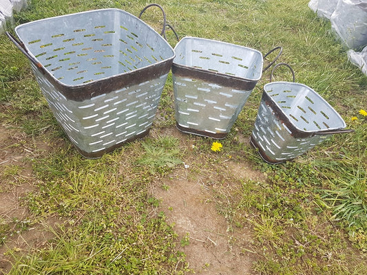 Tin - Galvanized Square Bucket-Jantiques LLC.