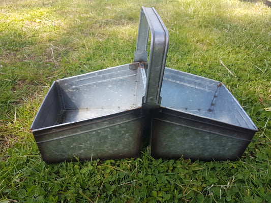 Tin - Galvanized Metal Basket with Handle-Jantiques LLC.