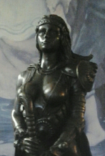 Bronze Figurine - Female Warrior on Marble Base-Jantiques LLC.