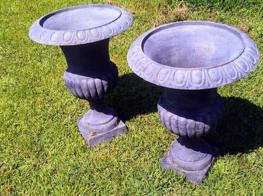 Urns Cast Iron -Pair Tall Planter-Jantiques LLC.