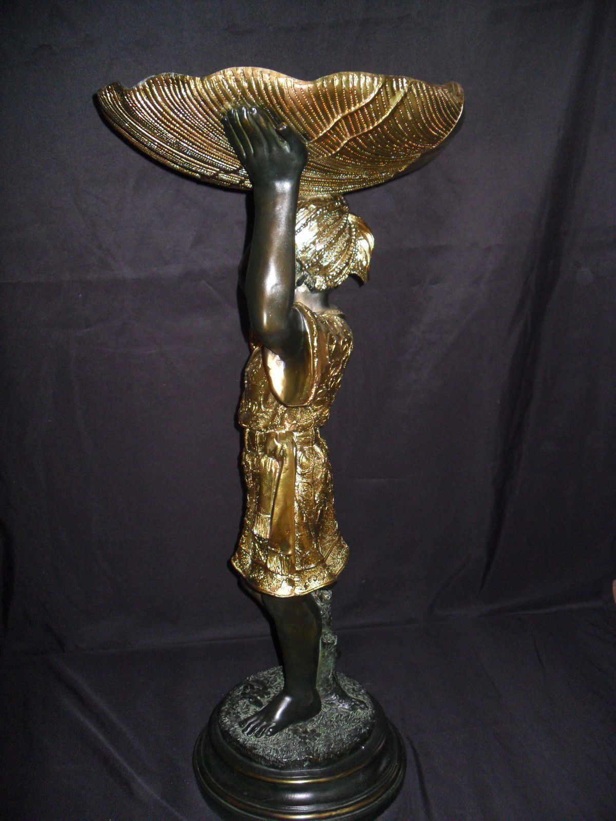 Statue Holder - Blackamoor Standing w/ Shell-Jantiques LLC.