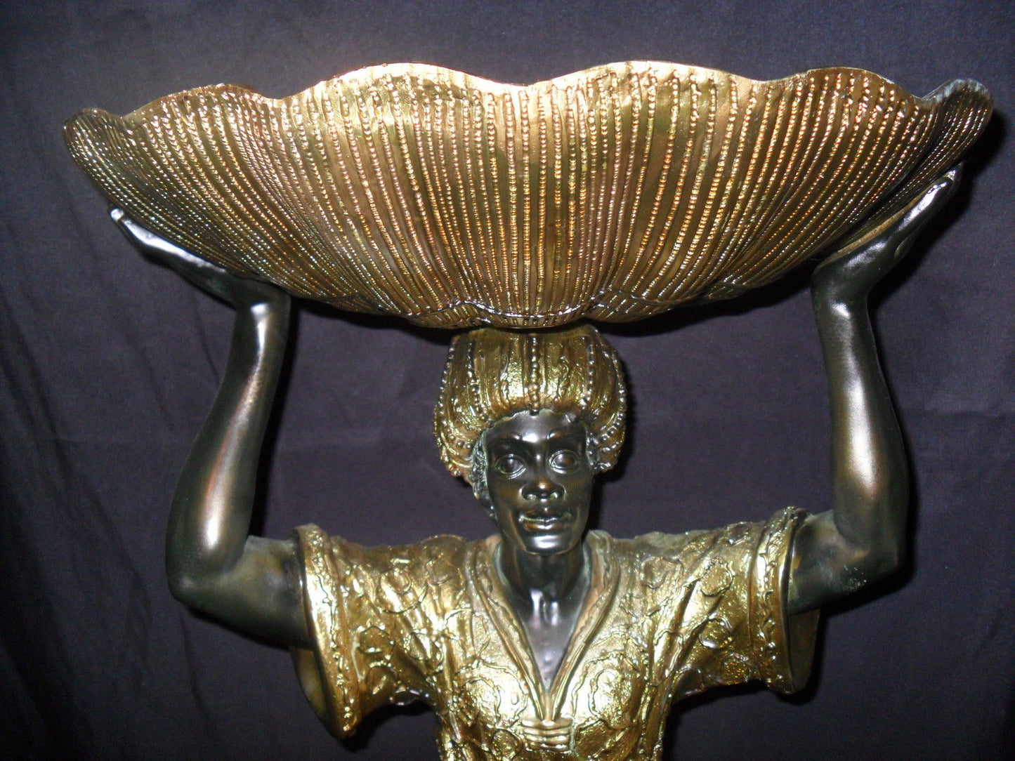 Statue Holder - Blackamoor Standing w/ Shell-Jantiques LLC.